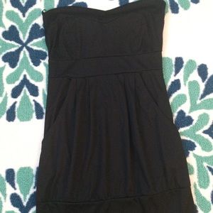 Charlotte Russe black strapless dress with pockets